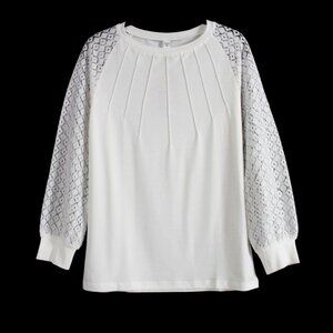 Elgogy Lace Raglan Sleeve Tunic Top